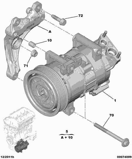 CITROËN/PEUGEOT 6487 42 - Air conditioned compressor detail: 01 pcs. autospares.lv