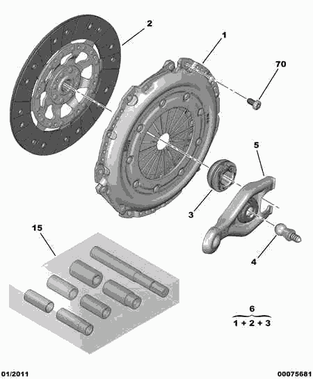 CITROËN/PEUGEOT 2052 F3 - Clutch wtht ret mech plate bearing buffe: 01 pcs. autospares.lv