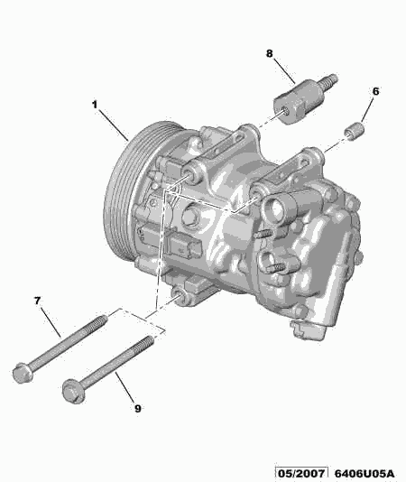 CITROËN/PEUGEOT 6453 XE - Air conditioned compressor detail: 01 pcs. autospares.lv