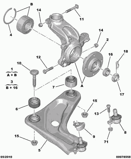 DS 3523 CZ - Front pivots and hubs-hub bearing: 02 pcs. autospares.lv