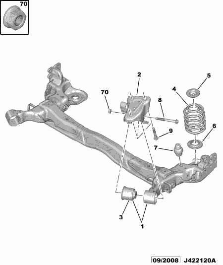 Opel 5131 H4 - Susp crossmembr torsion bar recess door: 02 pcs. autospares.lv