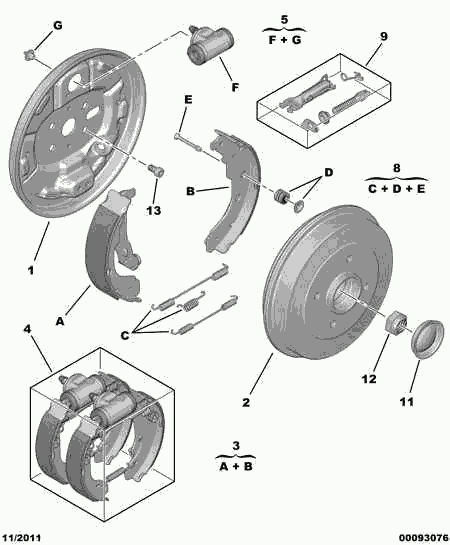 DS 4247 50 - Rear brake drum caliper cyl shoe: 02 pcs. autospares.lv