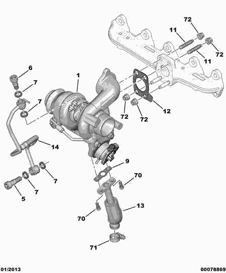 Mitsubishi 0375 Q9 - Turbo charger oil return hose: 01 pcs. autospares.lv