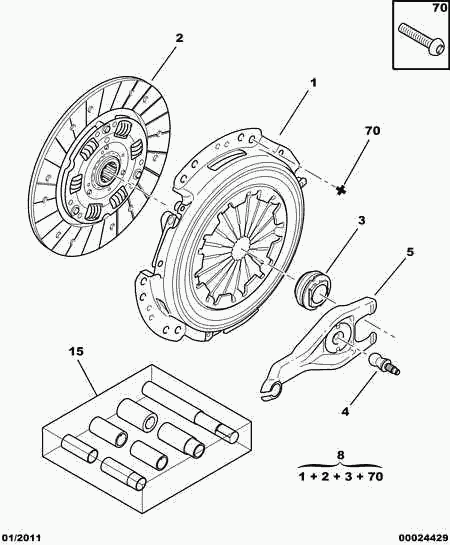 PEUGEOT 2052 A3 - Clutch wtht ret mech plate bearing buffe: 01 pcs. autospares.lv