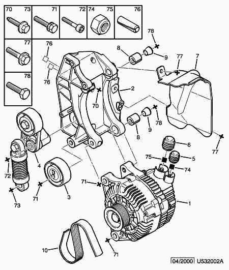 CITROËN/PEUGEOT 5751 51 - Alternator and fixings: 01 pcs. autospares.lv