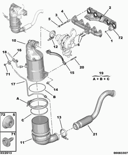 CITROËN 1738 E4 - Front catalytic exhaust manifold: 01 pcs. autospares.lv