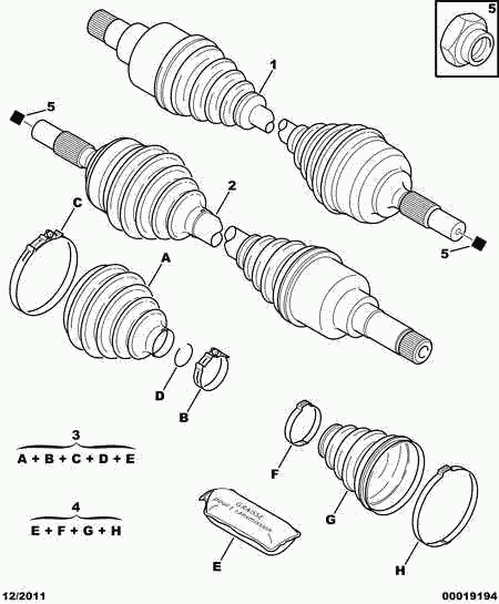 CITROËN/PEUGEOT 3287 94 - Driveshaft: 01 pcs. autospares.lv