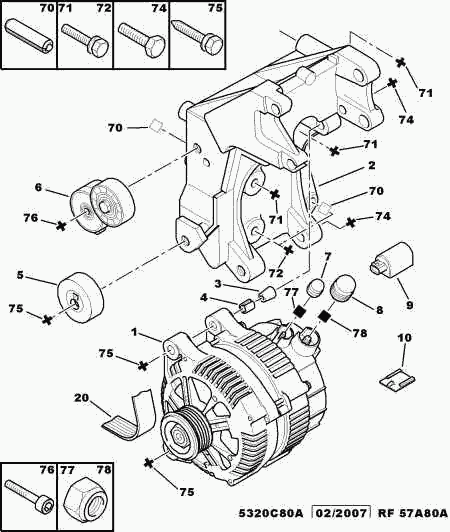 CITROËN/PEUGEOT 5751 76 - Pulley, v-ribbed belt autospares.lv