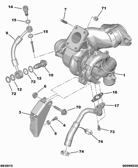 CITROËN 0375 J4 - Turbo charger oil return hose: 01 pcs. autospares.lv