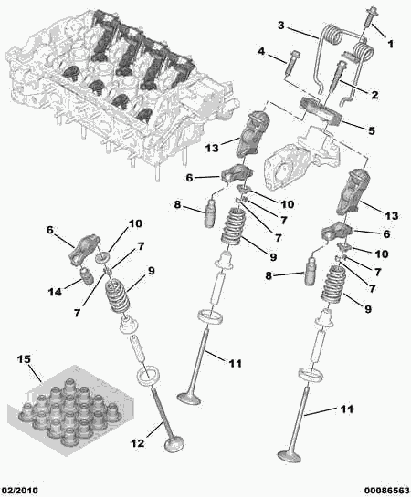 PEUGEOT 0903.H3 - Valves guide rocker gear: 08 pcs. autospares.lv