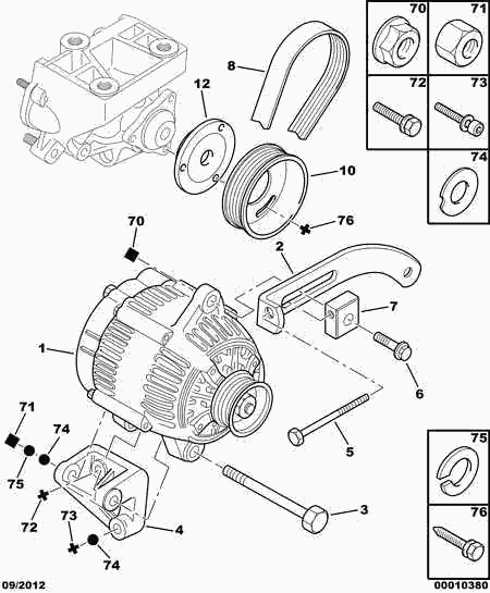 CITROËN 1280.65 - Alternator and fixings: 01 pcs. autospares.lv