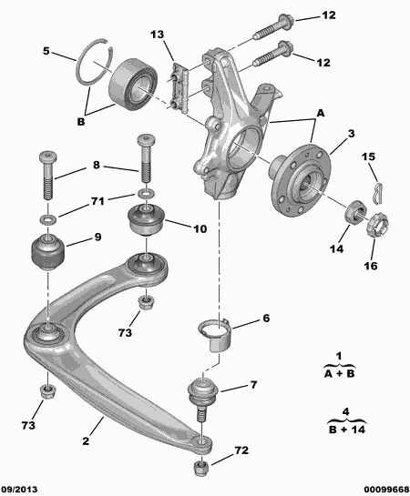 CITROËN (DF-PSA) 3350 84 - Front pivots and hubs-hub bearing: 02 pcs. autospares.lv