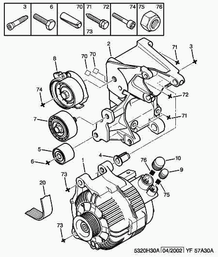 PEUGEOT (DF-PSA) 5705 AZ - Alternator and fixings: 01 pcs. autospares.lv