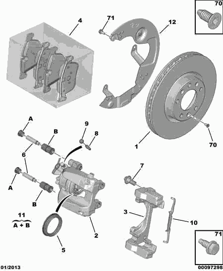 PEUGEOT 98 059 614 80 - Front brakes disc caliper friction pad: 02 pcs. autospares.lv