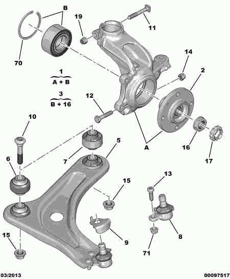 PEUGEOT 96 770 410 80 - Front pivots and hubs-hub bearing: 02 pcs. autospares.lv