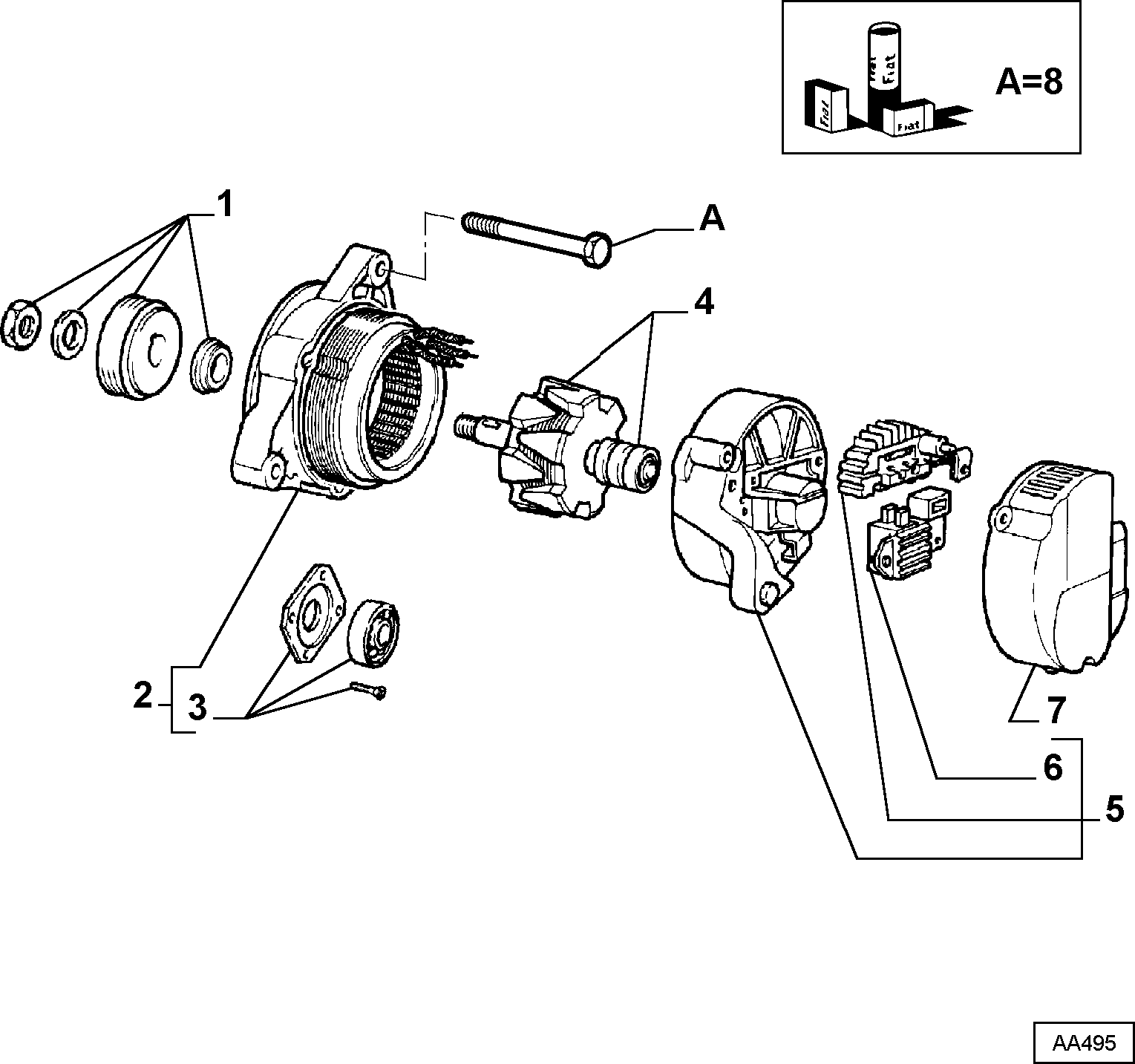 Alfa Romeo 9948730 - 46407644 - alternator  (var.: 1/rev.: 0), (pnc:1; №1): 01 pcs. autospares.lv