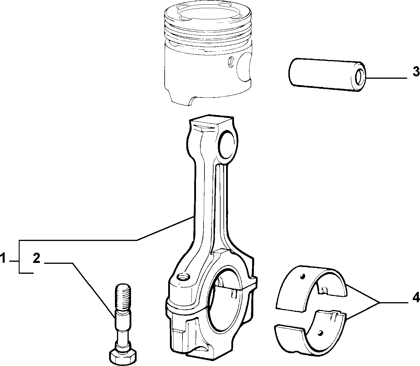 FIAT 46747070 - Connecting rods and pistons (var.: 1/rev.: 0): 08 pcs. autospares.lv