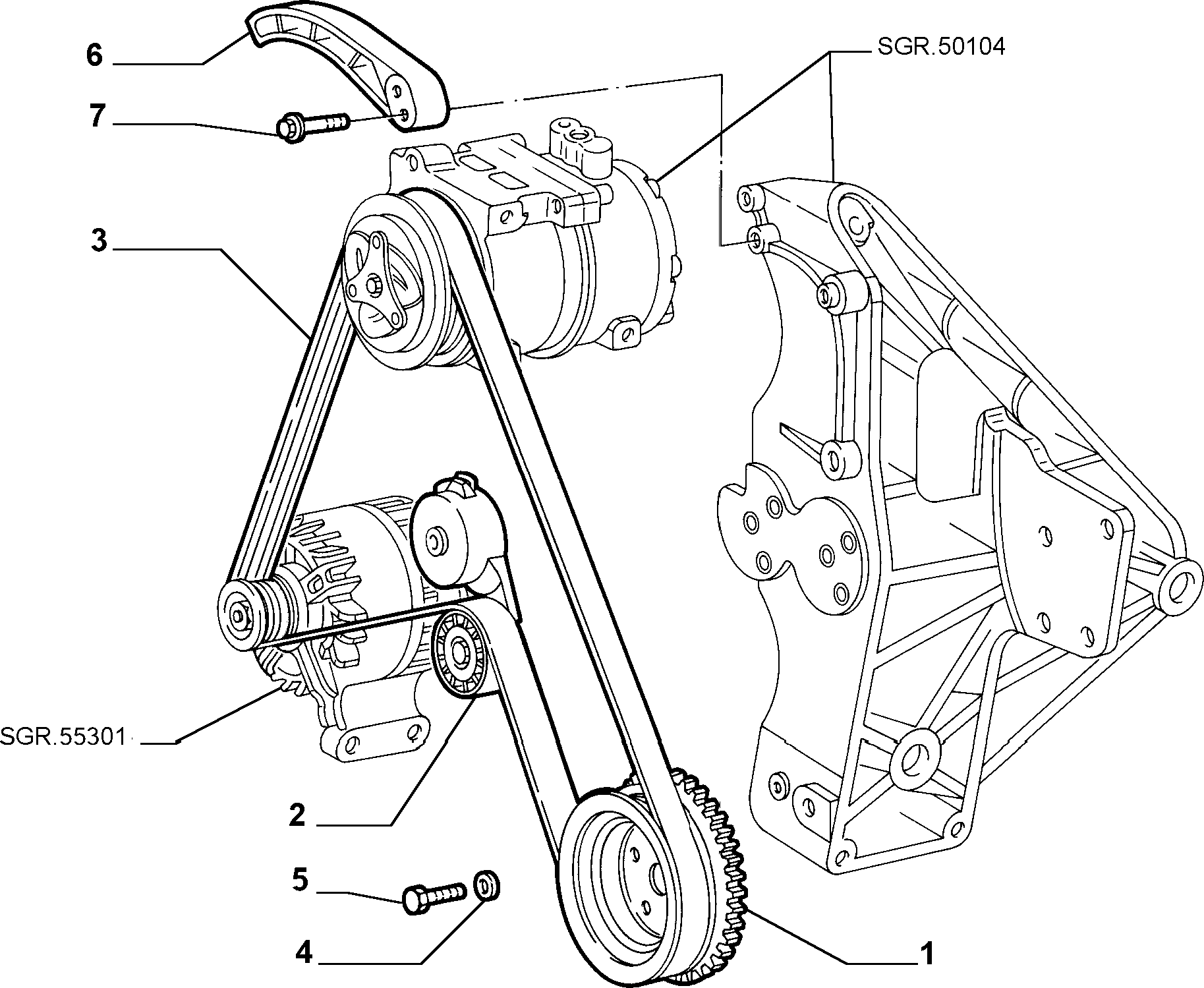 FIAT 55232450 - Various controls (belts and pulleys) (var.: 2/rev.: 0): 01 pcs. autospares.lv