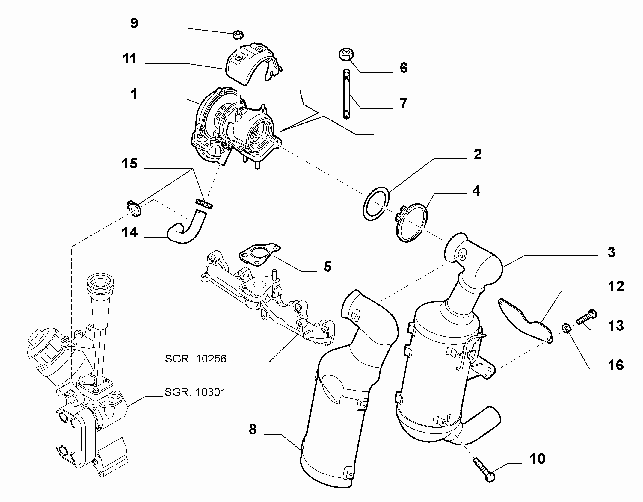 GMC 55231037 - Turbocompressor and precatalyser (var.: 2/rev.: 0): 1 pcs. autospares.lv