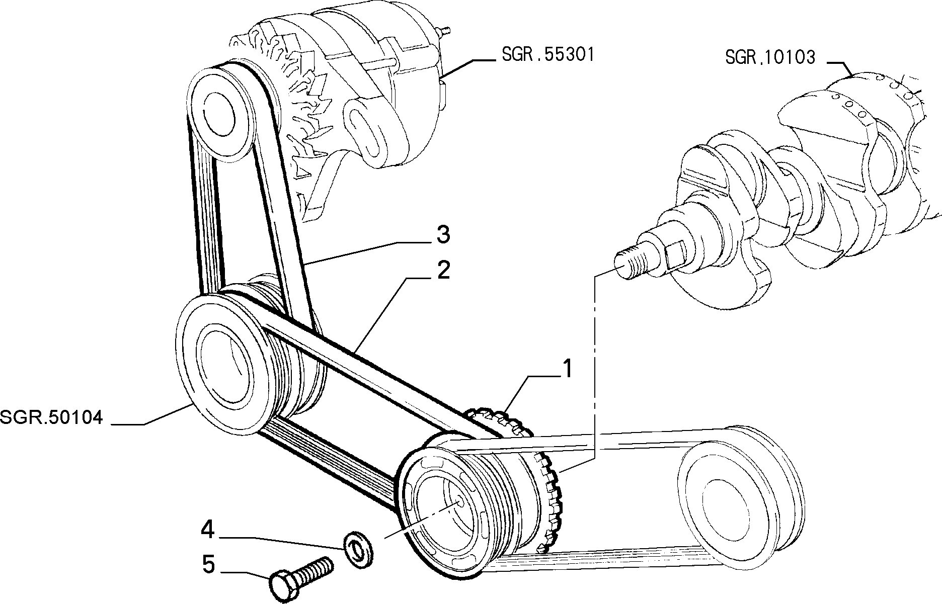 FIAT 46517851 - Various controls (belts and pulleys) (var.: 2/rev.: 0): 01 pcs. autospares.lv