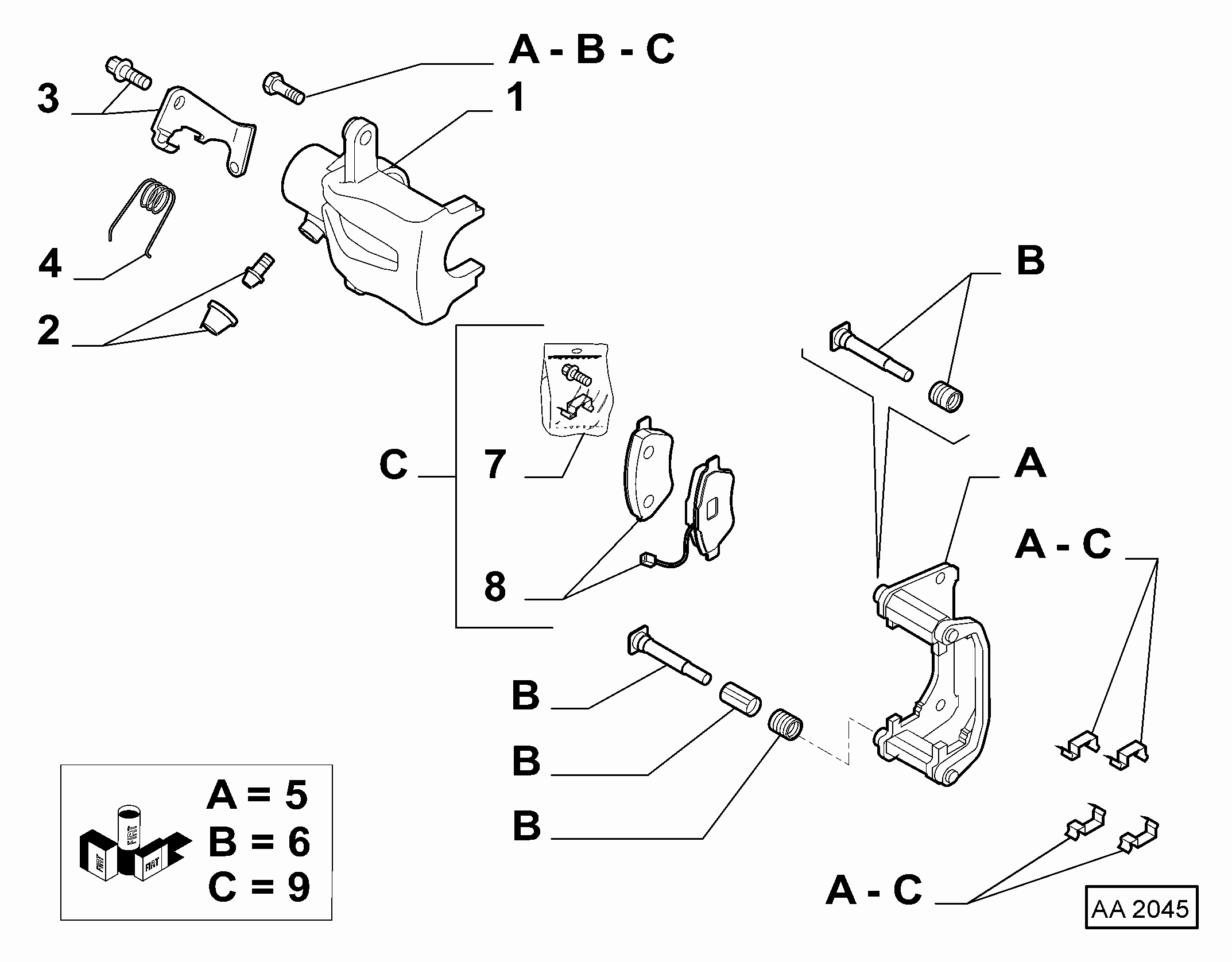 Alfa Romeo 77364590 - 735434010 - rear caliper rh (var.: 1/rev.: 0), (pnc:1; №1): 01 pcs. autospares.lv