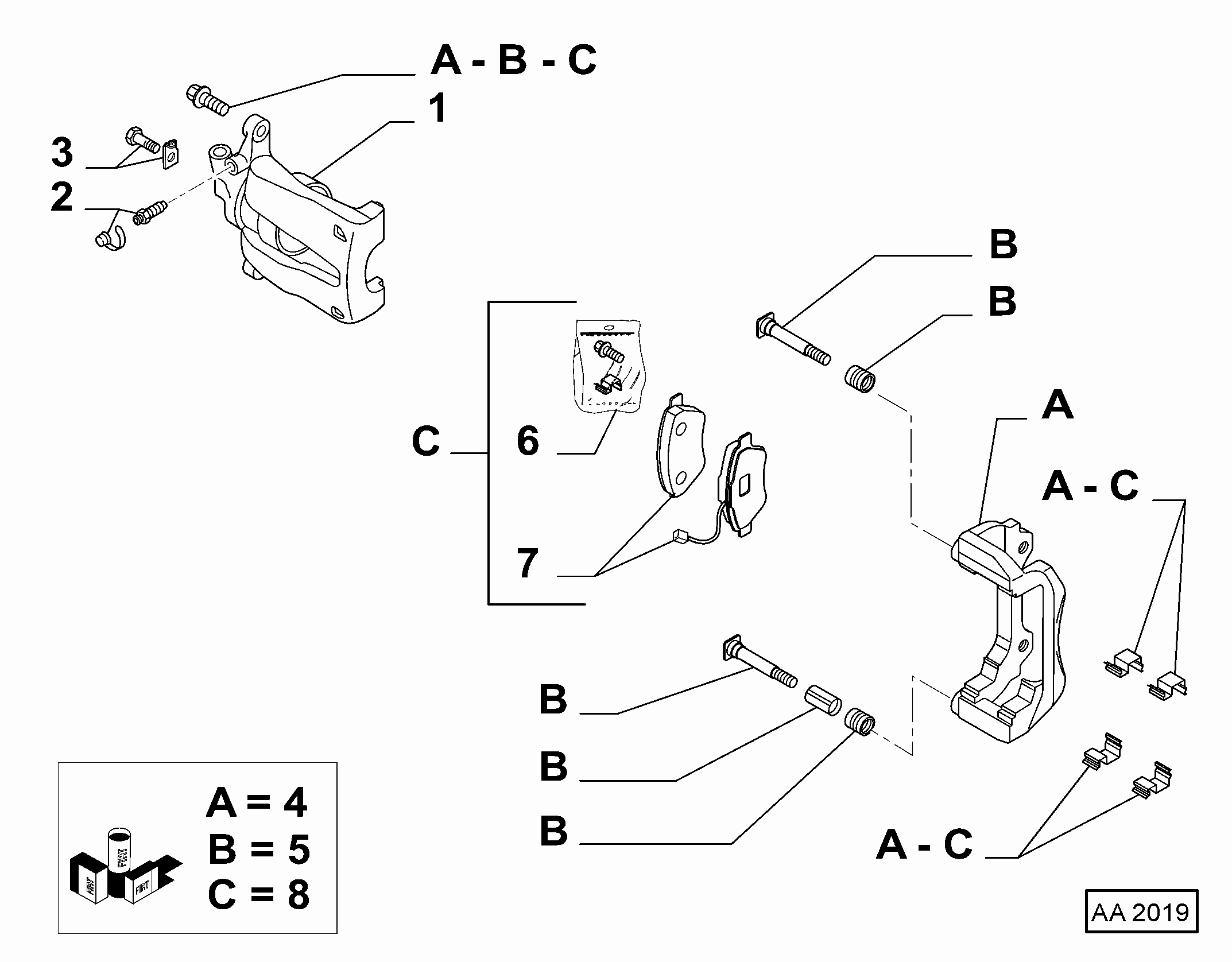 Alfa Romeo 77364589 - 735433989 - front caliper lh (var.: 1/rev.: 0), (pnc:3; №1): 01 pcs. autospares.lv