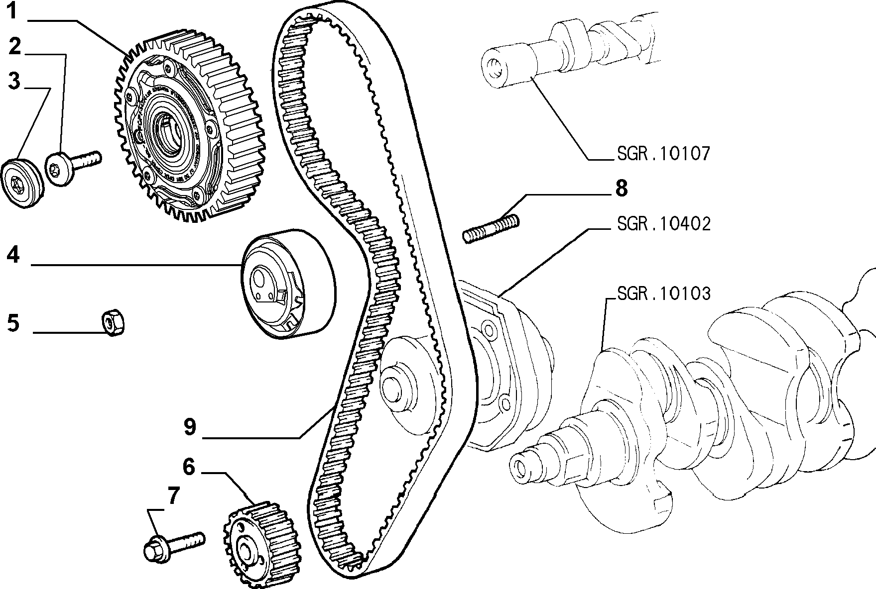 Chrysler 55233759 - Tensioner Pulley, timing belt autospares.lv