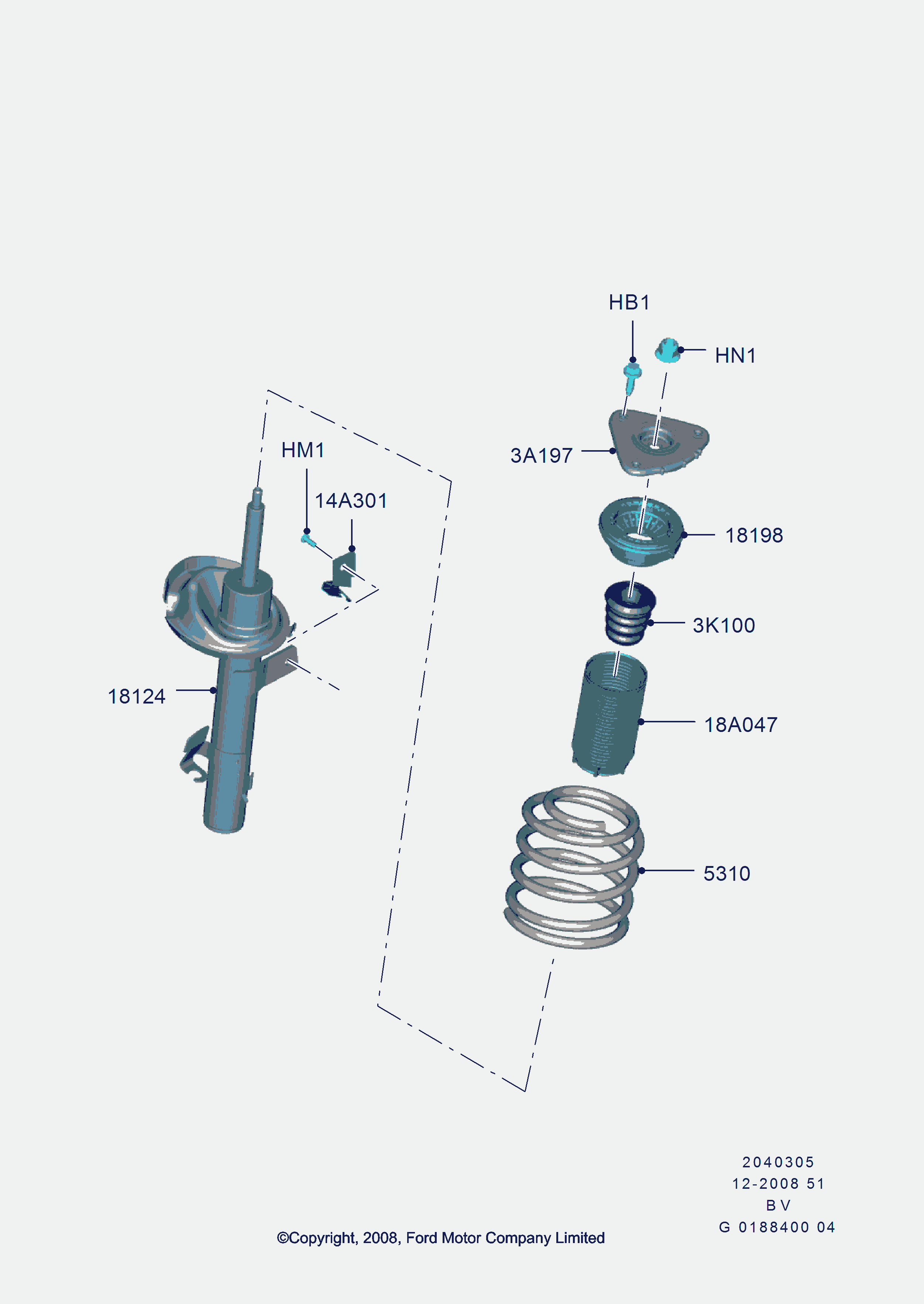 FORD 1507578 - Front suspension struts and springs: 2 pcs. autospares.lv