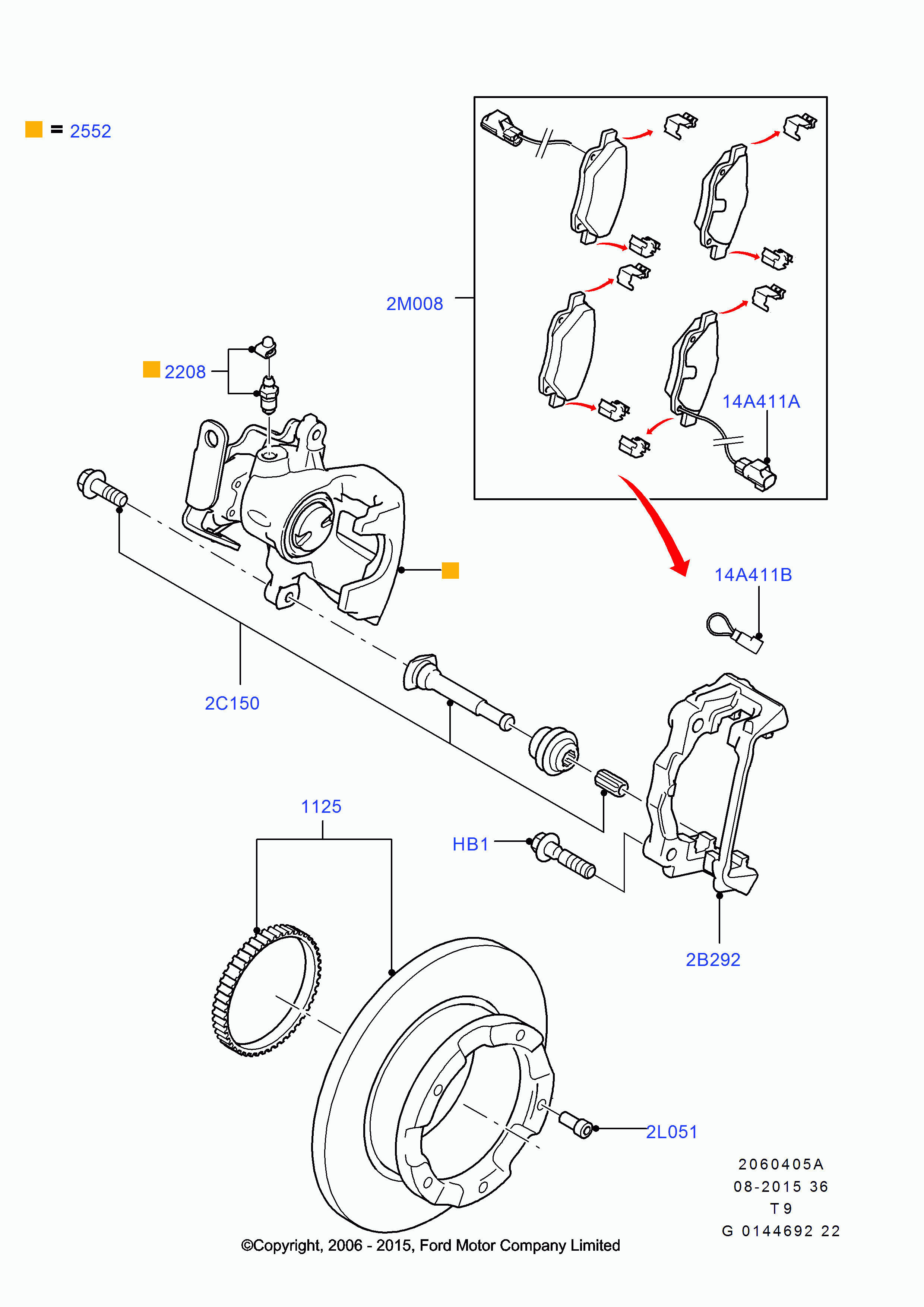 FORD USA 1 451 161 - Rear brake discs and calipers: 2 pcs. autospares.lv