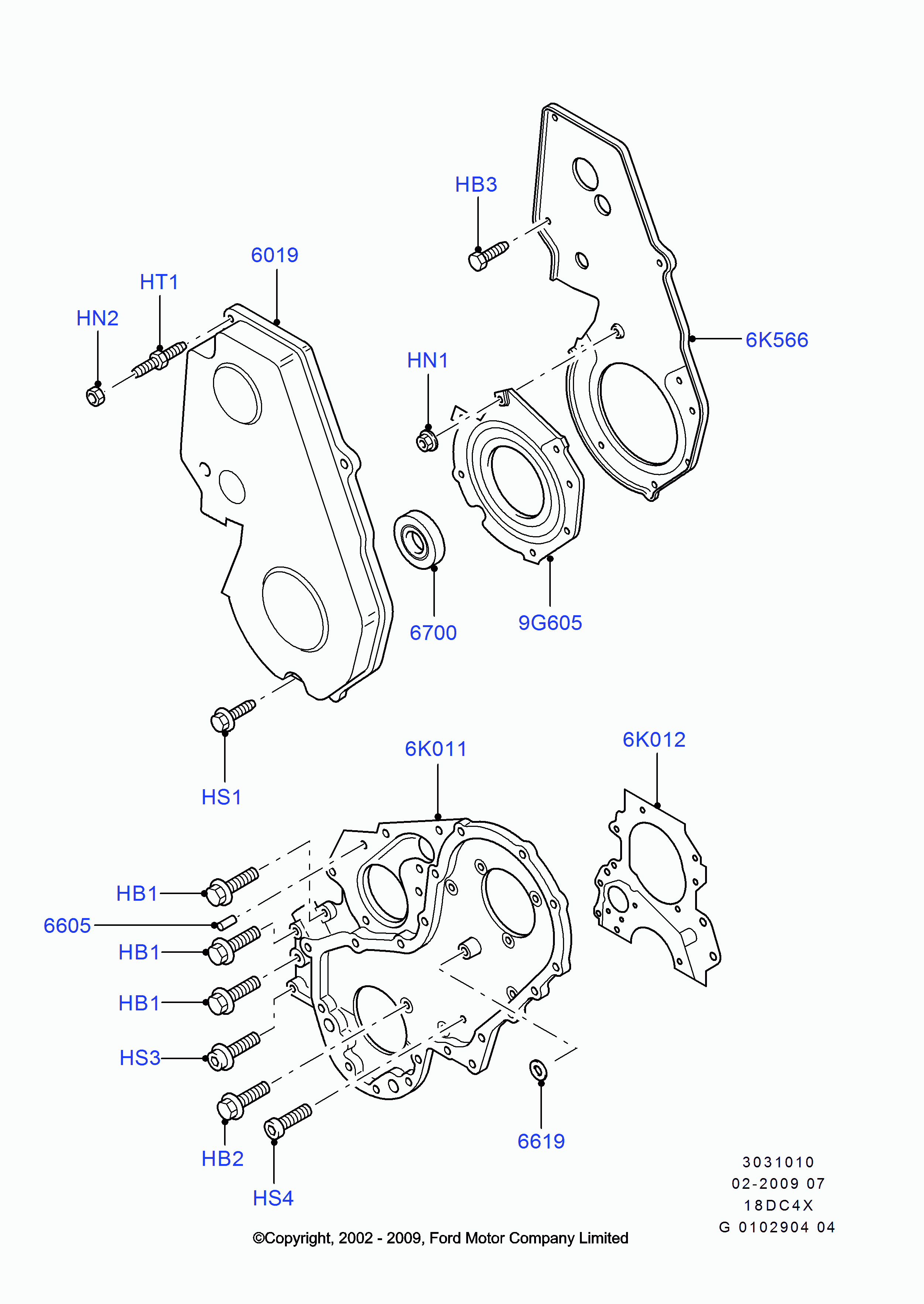 FORD 4610253 - Timing gear covers: 4 pcs. autospares.lv