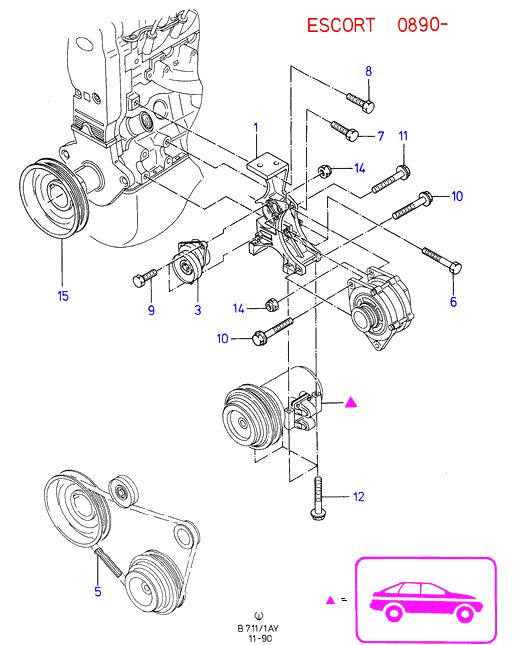 FORD 7053546 - Alternator mountings & drive belts: 1 pcs. autospares.lv