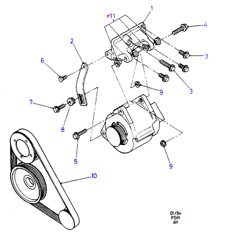 FORD 1011697 - Alternator mountings: 1 pcs. autospares.lv