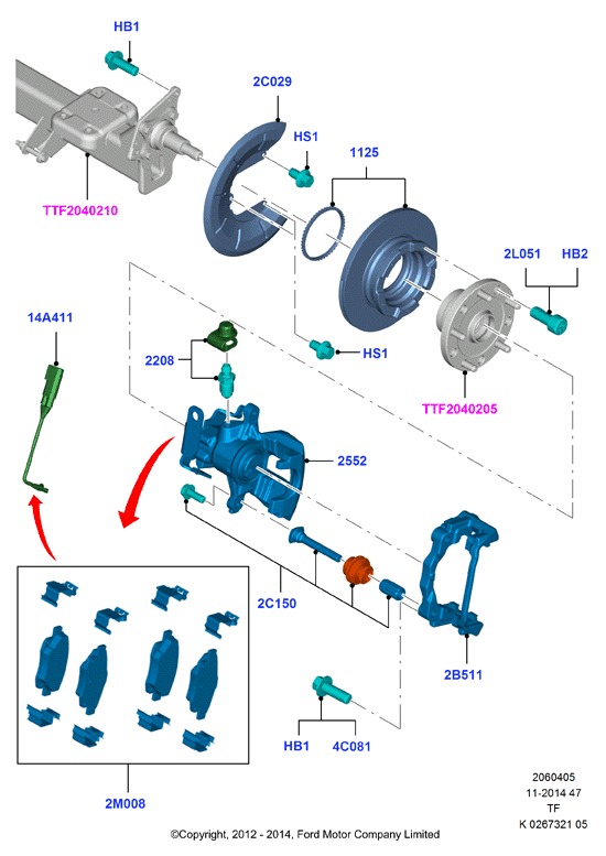 FORD 1842816 - Rear brake discs and calipers: 1 pcs. autospares.lv