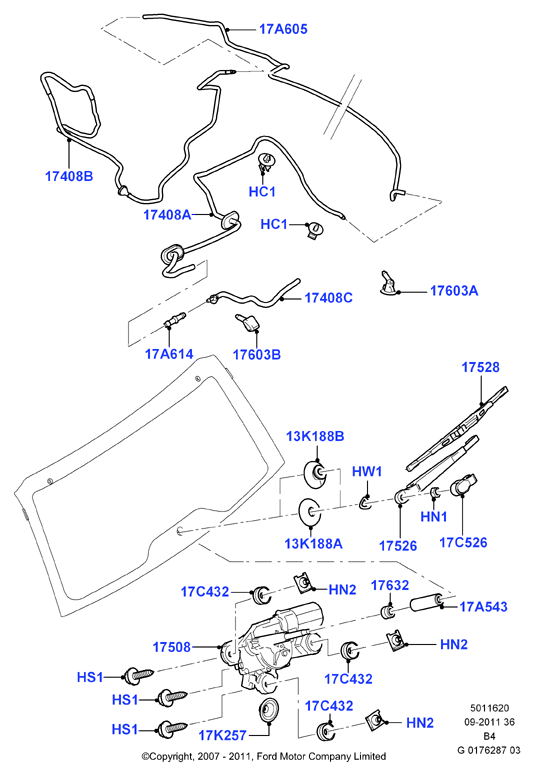 FORD 2 120 382 - Rear window wiper and washer: 1 pcs. autospares.lv