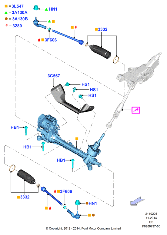 FORD 1780104 - Steering gear: 2 pcs. autospares.lv