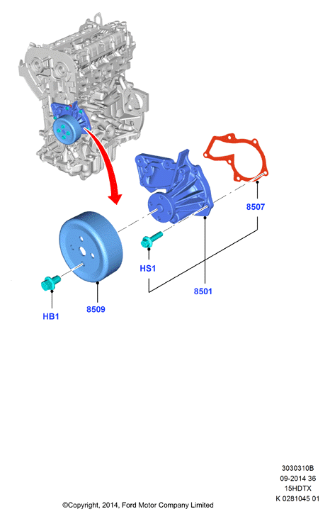 FORD USA 1 935 496 - Water pump, 1.5l gtdi                (15hdtx_c): 1 pcs. autospares.lv