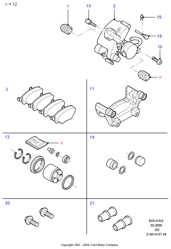 FORD 1757850 - Rear brake discs and calipers: 2 pcs. autospares.lv