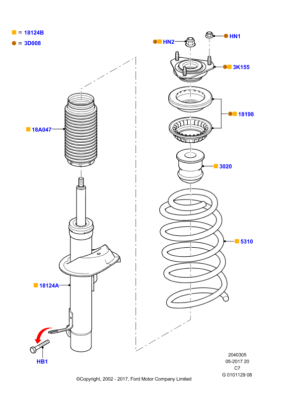 FORD 4453803 - Front suspension struts and springs: 1 pcs. autospares.lv