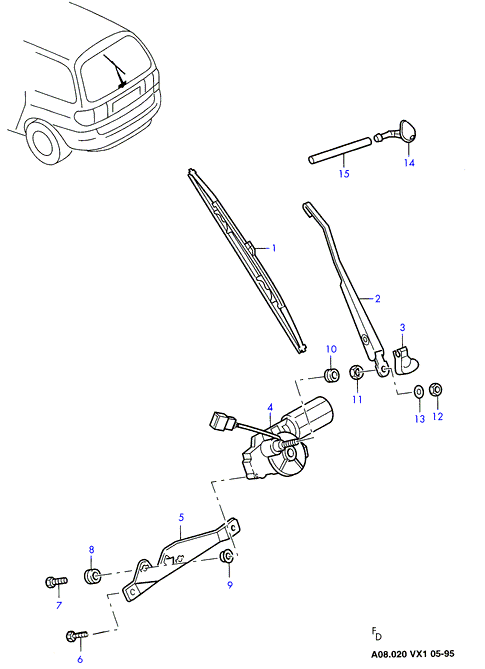 FORD 7278921 - Rear window wiper and washer: 1 pcs. autospares.lv