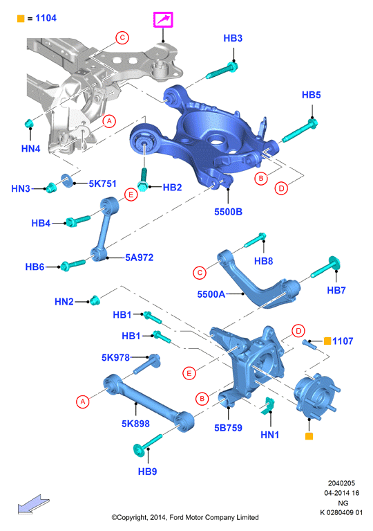 FORD 1801446 - Rear knuckle and suspension arms: 2 pcs. autospares.lv