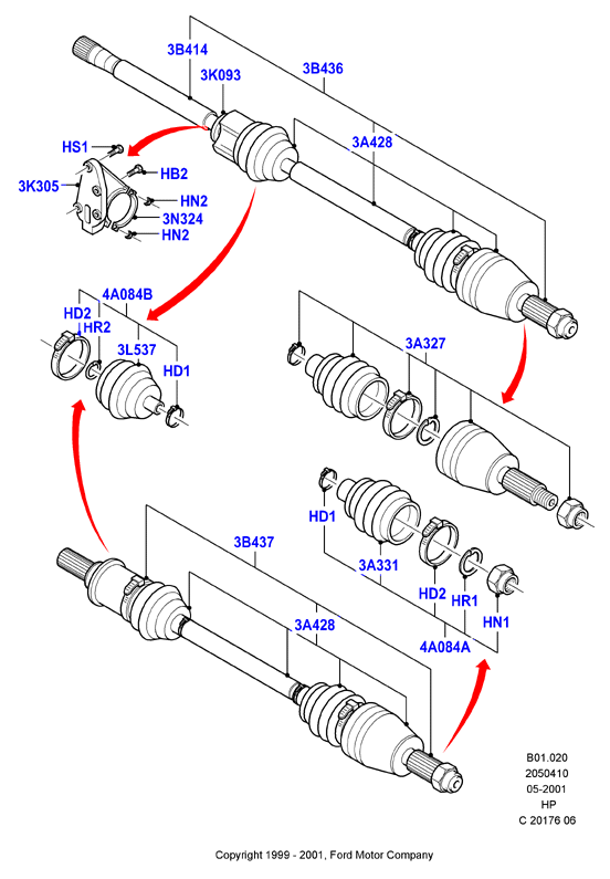 FORD 1689904 - Drive shaft - front axle drive: 2 pcs. autospares.lv