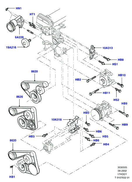 FORD 1041194 - Pulleys and drive belts, zetec 1.7 dohc efi: 1 pcs. autospares.lv