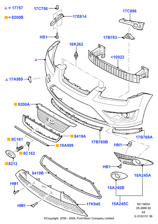 VAG 1911023 - Radiator grille and front bumper: 1 pcs. autospares.lv