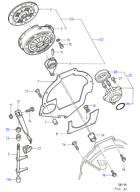 FORD 1 113 745 - Clutch and clutch housing, diesel                         (ai): 1 pcs. autospares.lv