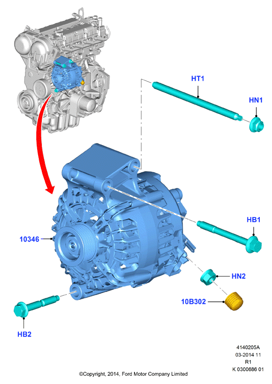 FORD 1762968 - Alternator and mountings: 1 pcs. autospares.lv