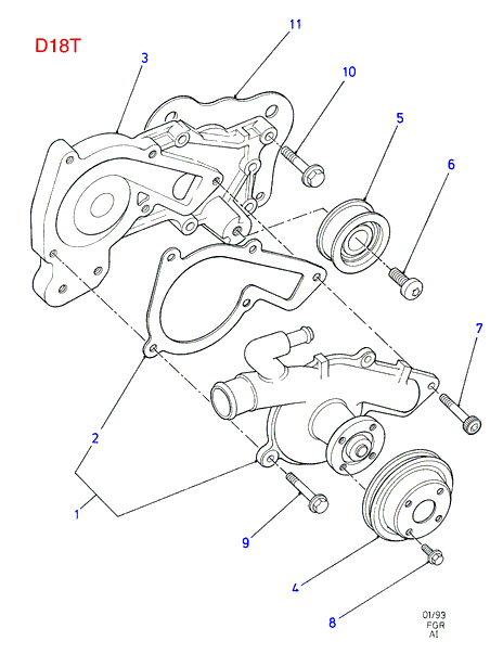 FORD 1 674 083 - Water pump, diesel                         (ai): 1 pcs. autospares.lv