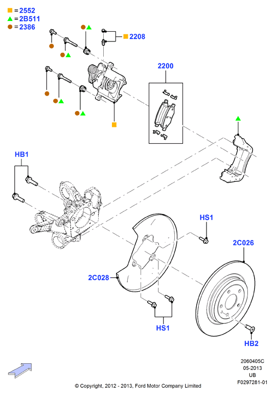 FORD 8A8Z 2386-A - Rear brake discs and calipers: 2 pcs. autospares.lv