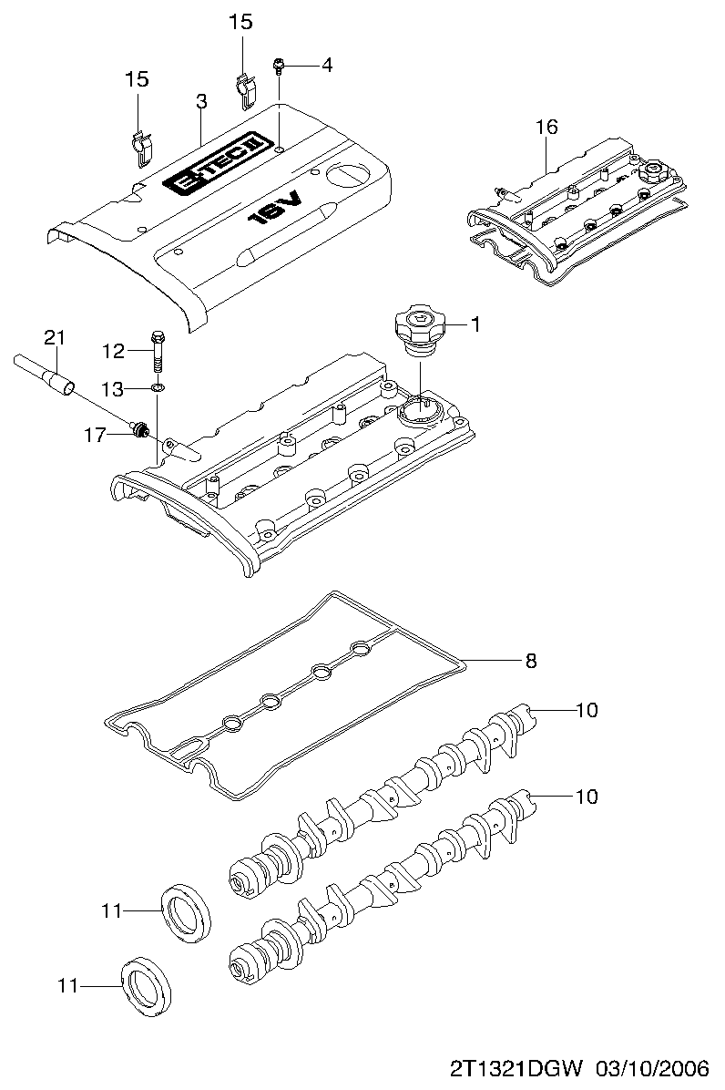 DAEWOO 94580413 - Cam support & shaft(fam i dohc)  (1321): 2 pcs. autospares.lv