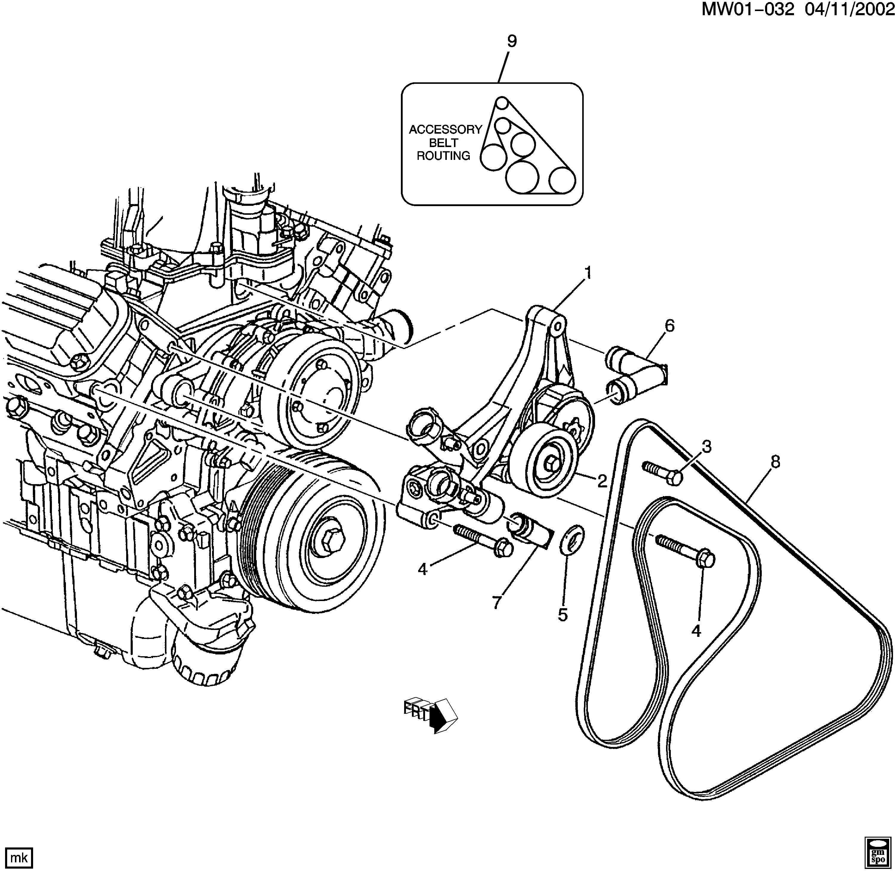 Pontiac 12588411 - Pulleys & belts/accessory drive (l36/3.8k): 01 pcs. autospares.lv