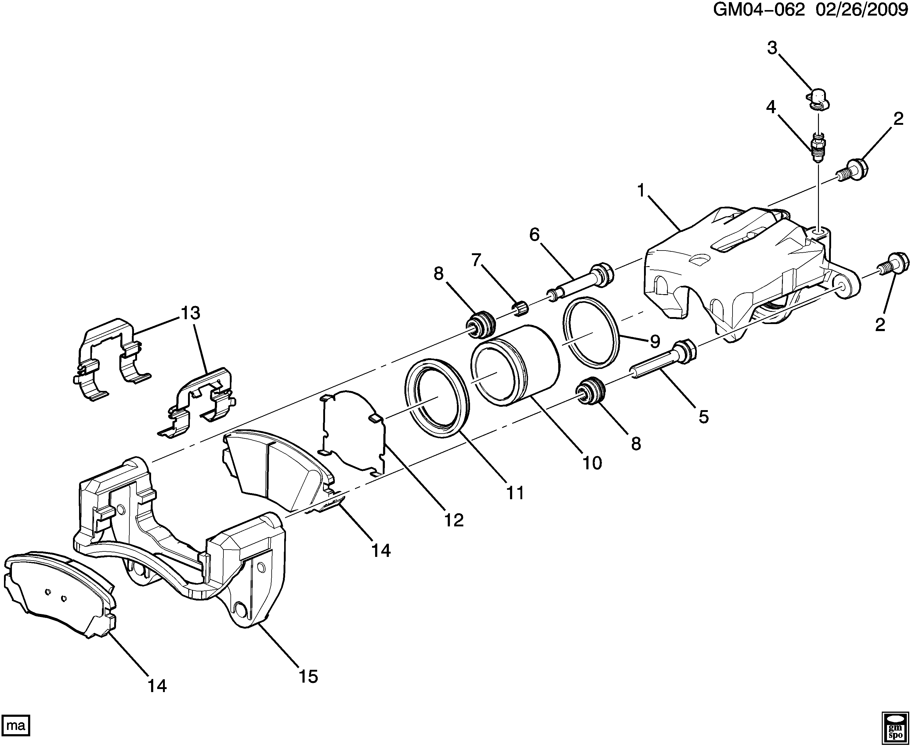 Chevrolet 23214903 - Brake caliper/front: 01 pcs. autospares.lv